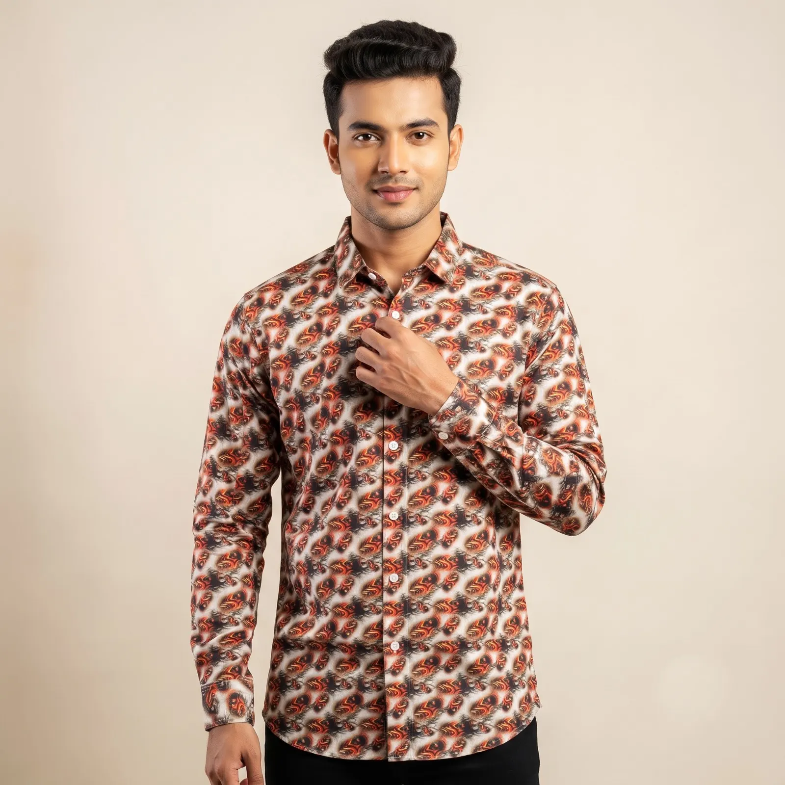 Bold Abstract Animal Print Full-Sleeve Casual Shirt