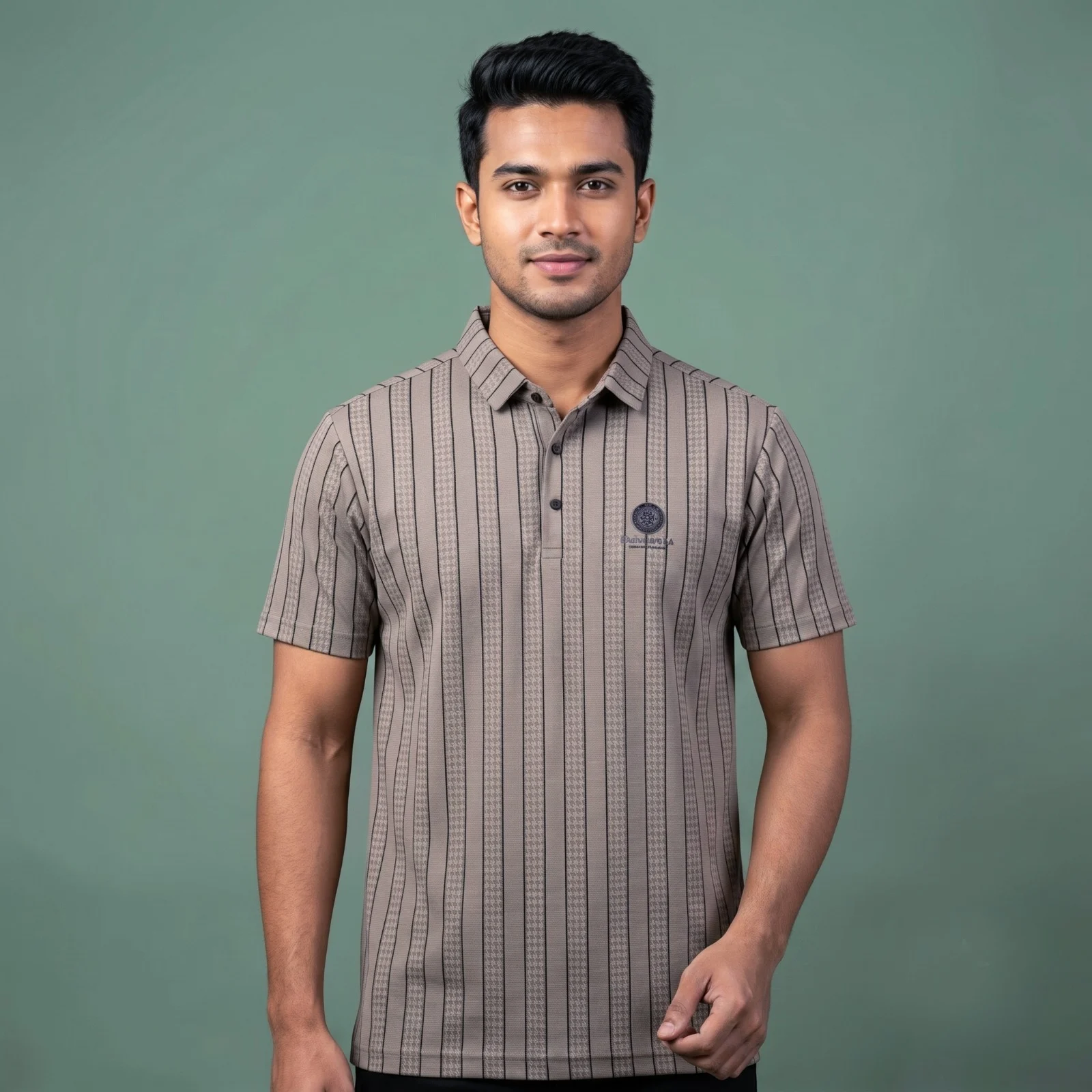 Premium Geometric Striped Jacquard Polo Shirt