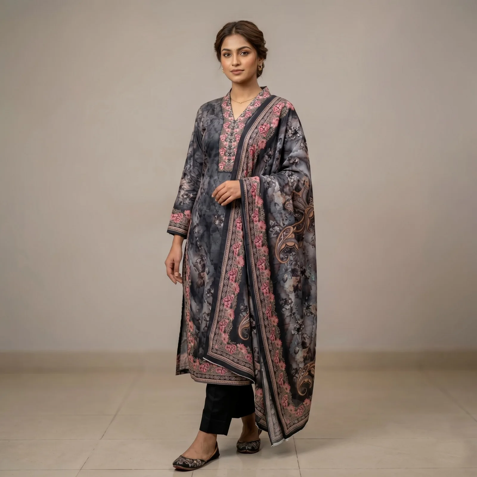 Unstitch Printed Three Piece