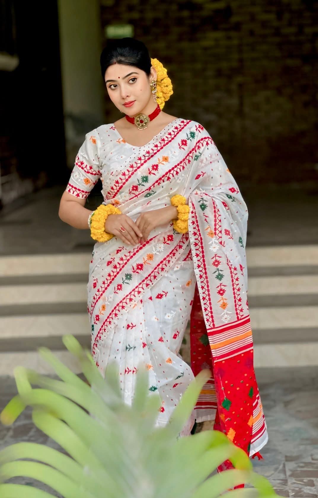 Half Silk block Print Saree