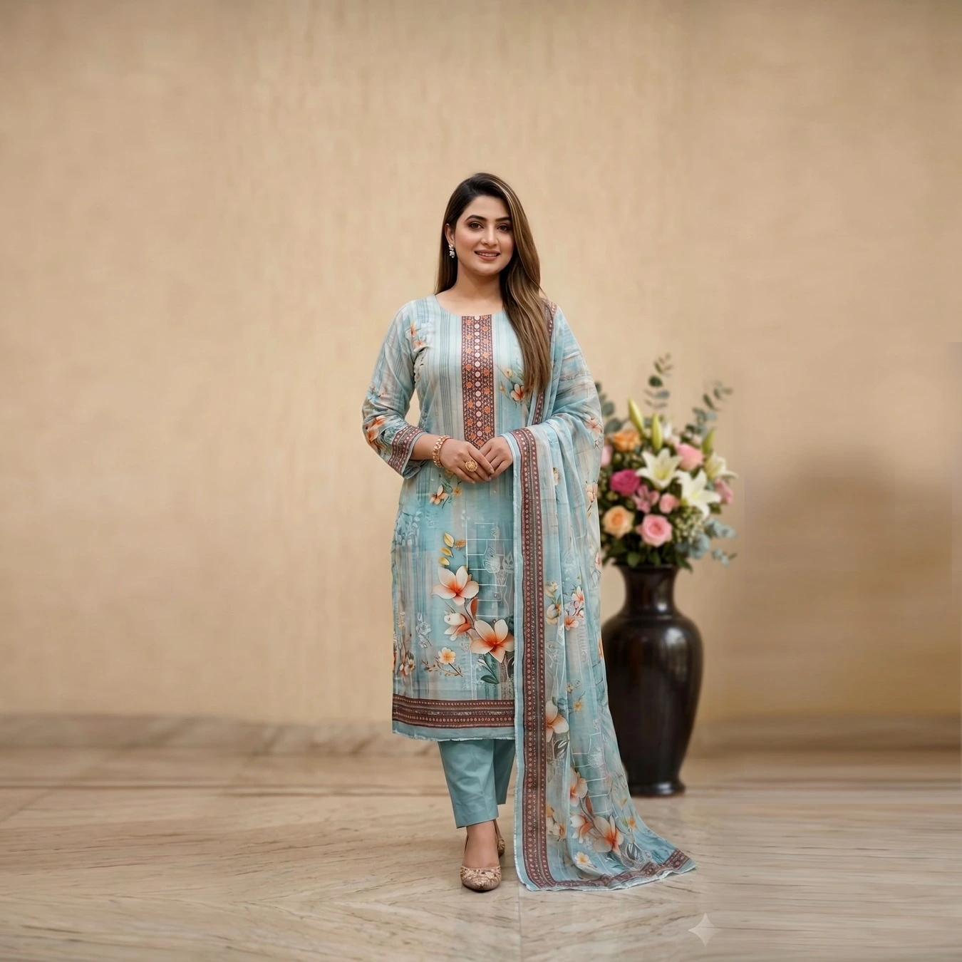 Unstitch Digital Print Three Piece