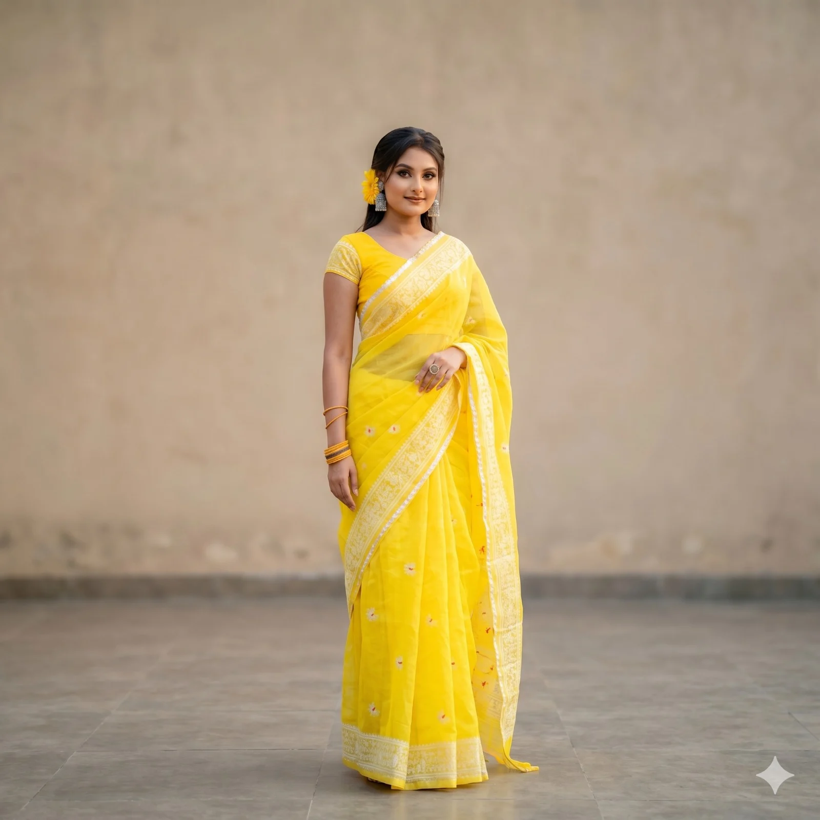 Half Silk Lace Work Saree