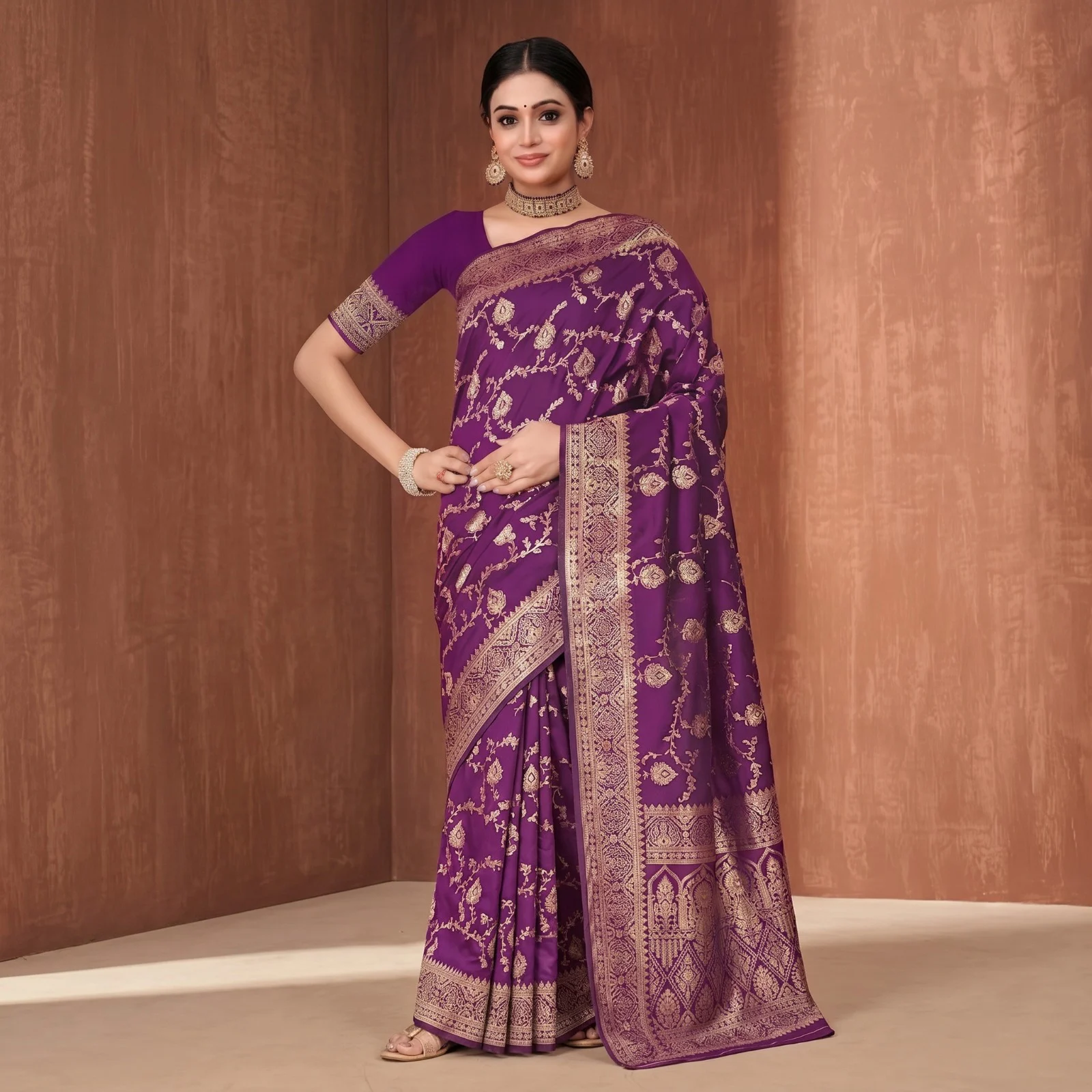Japani Silk Skin Print Sharee with Blouse Piece
