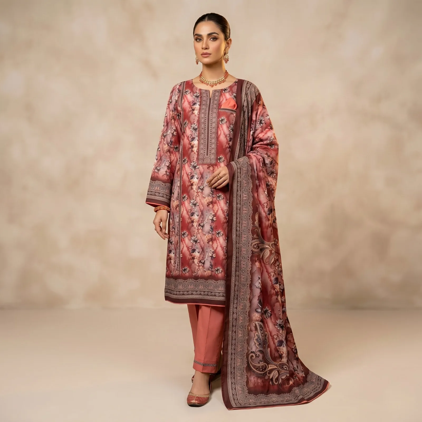 Unstitch Printed Three Piece