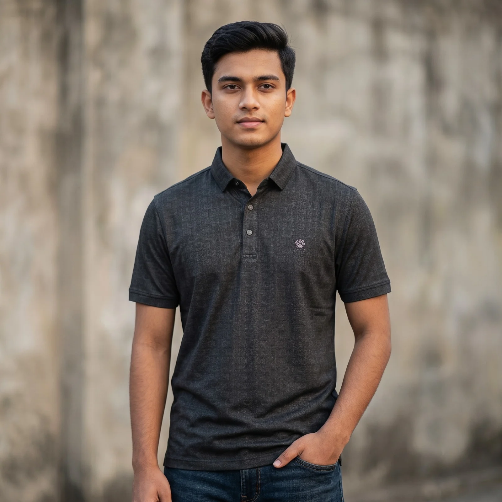 Premium Geometric Pattern Jacquard Polo Shirt