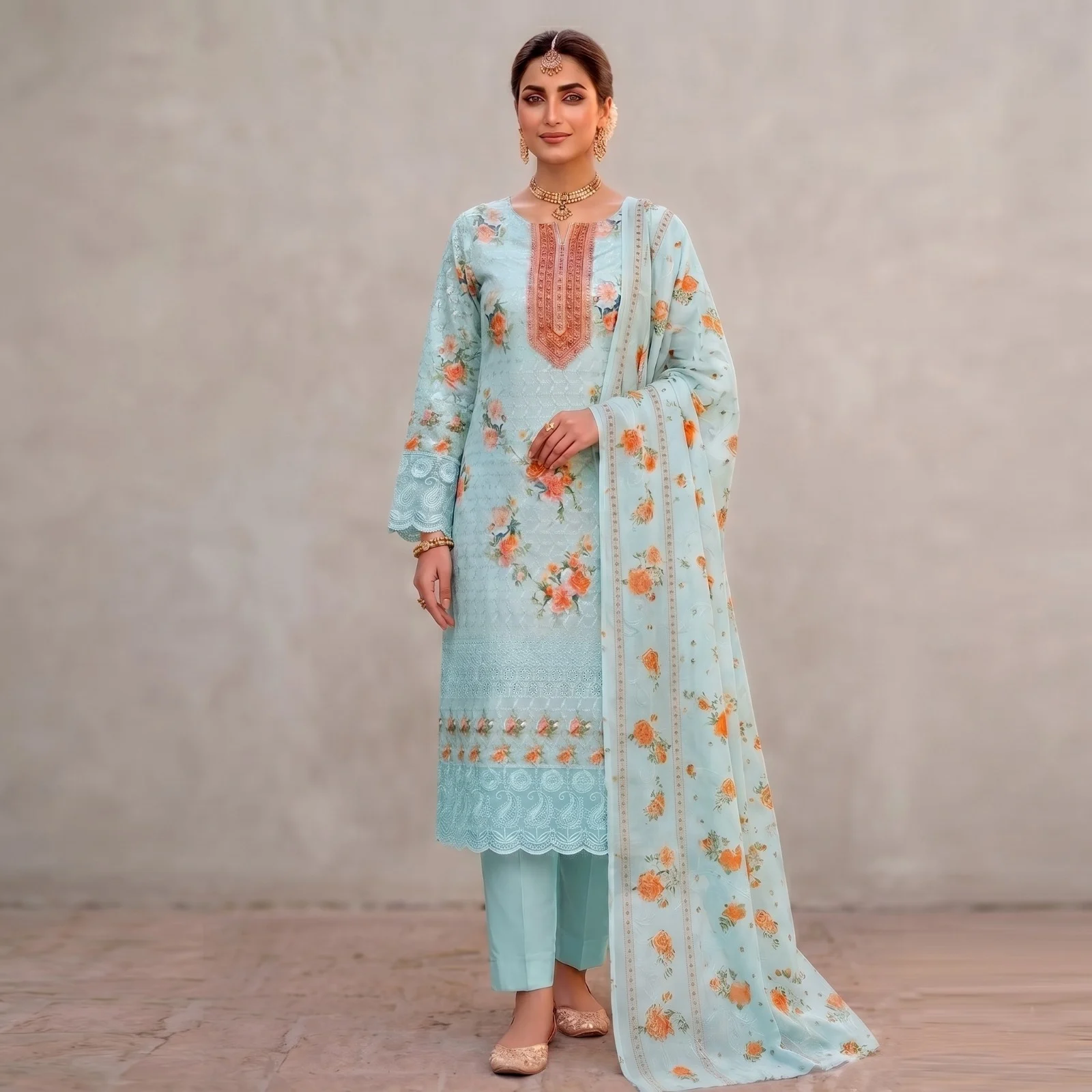 Unstitch Printed Three Piece