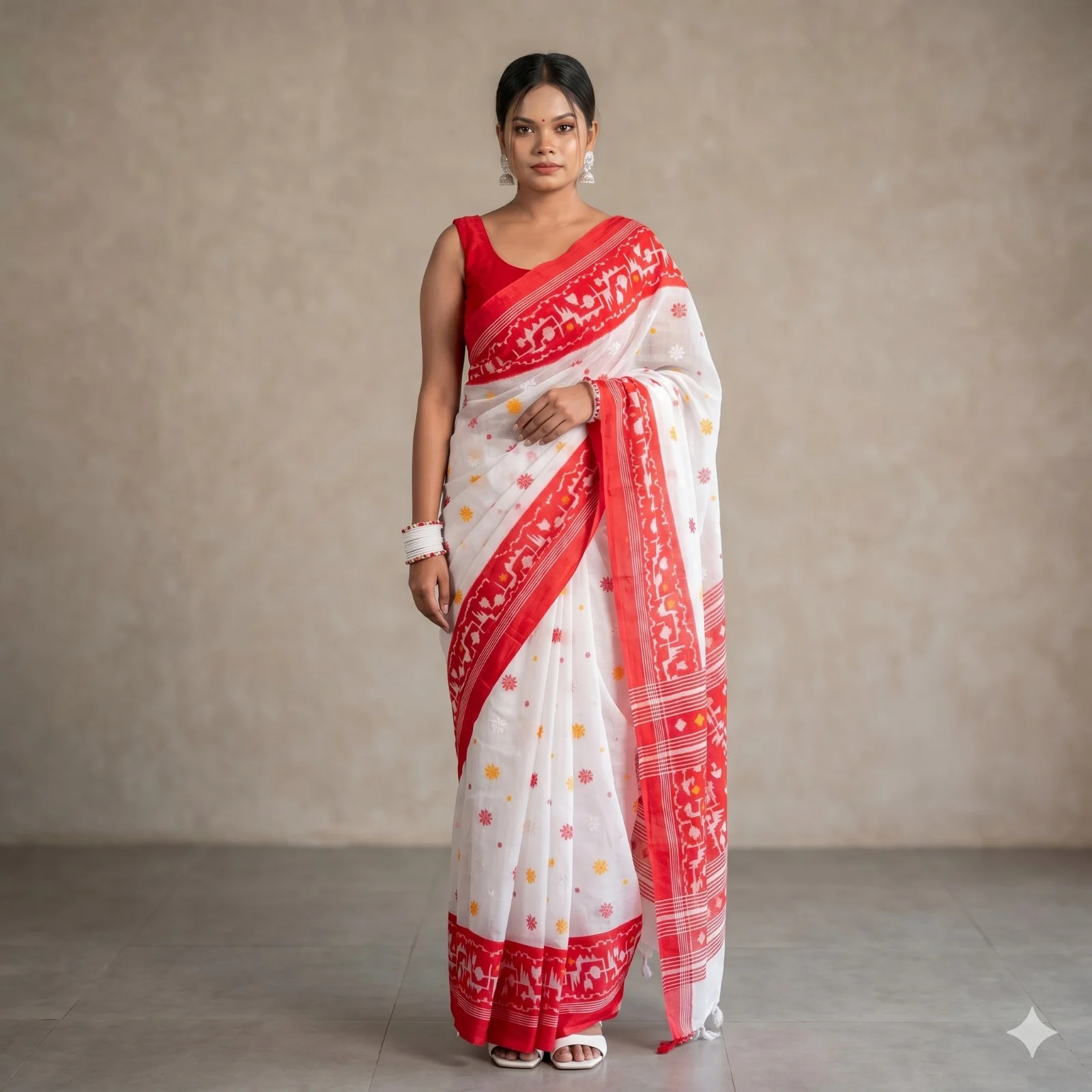 Half Silk block Print Saree