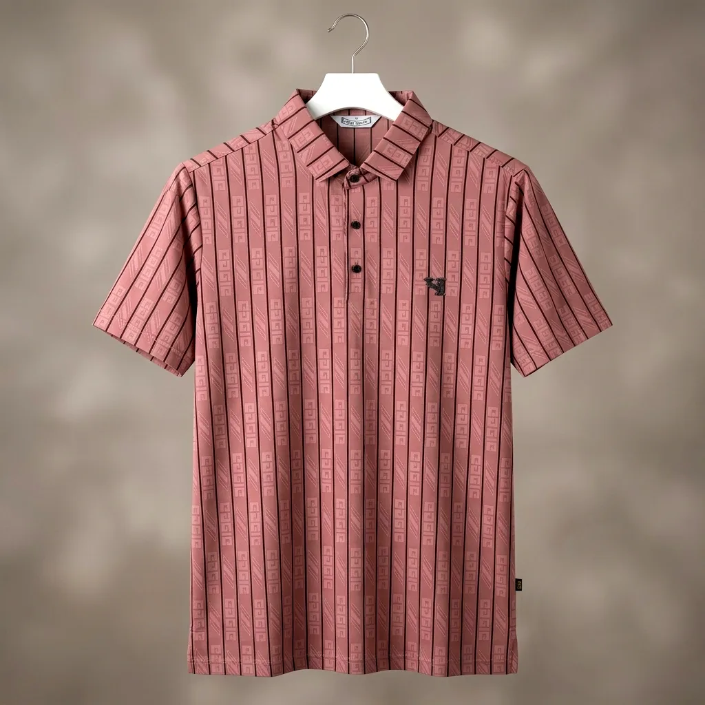 Premium Geometric Striped Jacquard Polo Shirt