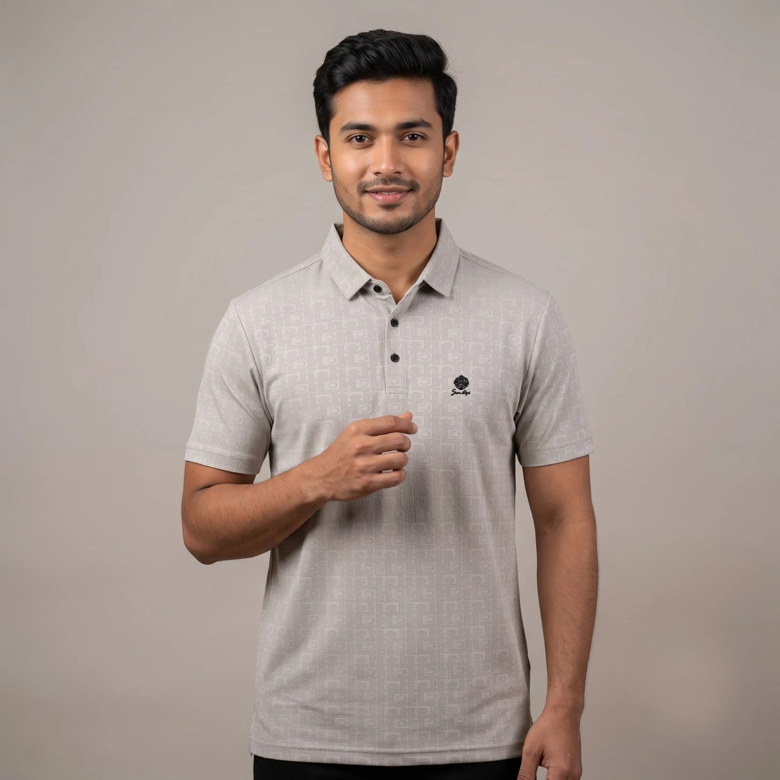 Premium Geometric Pattern Jacquard Polo Shirt