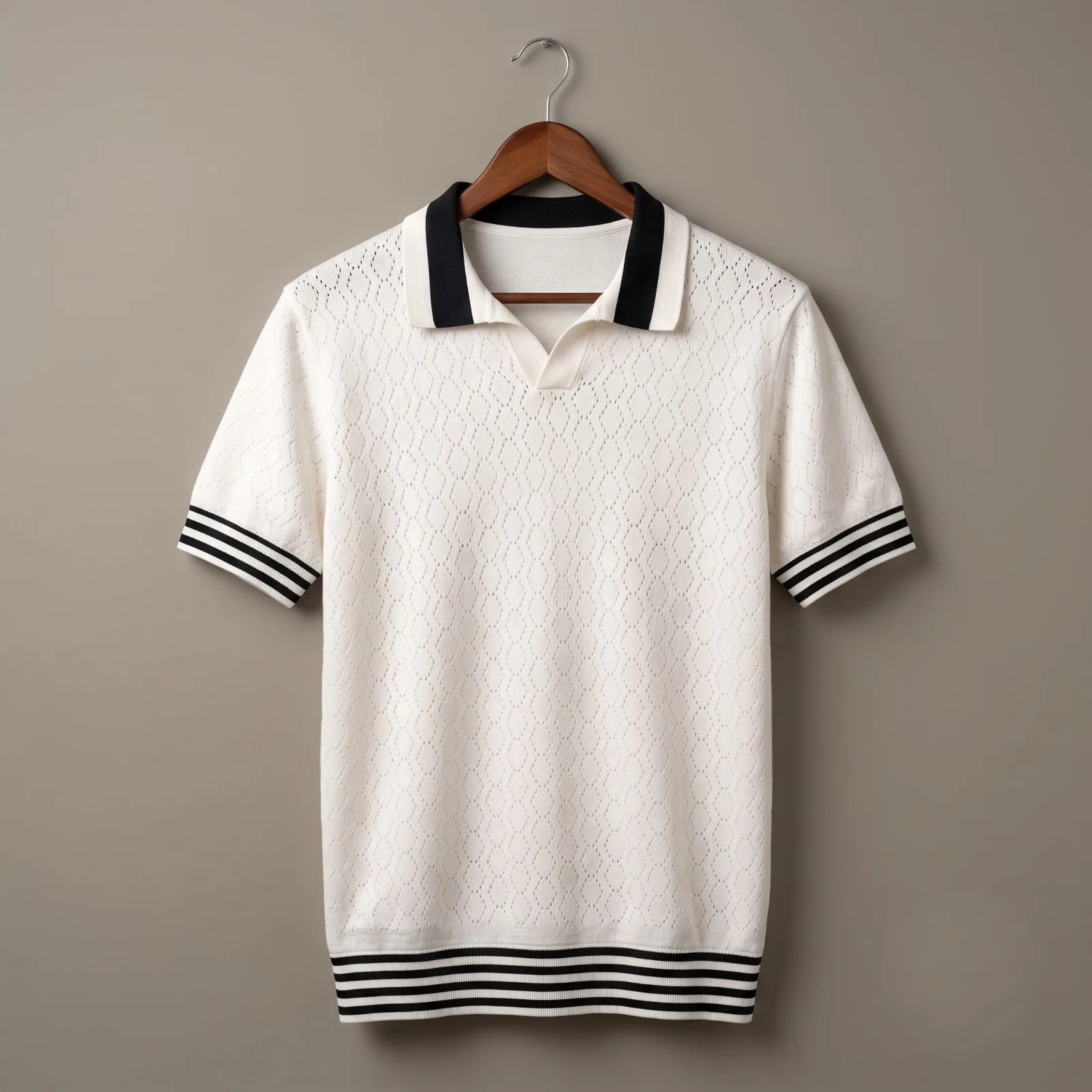 Vintage-Inspired Tipped Knit Polo Shirt