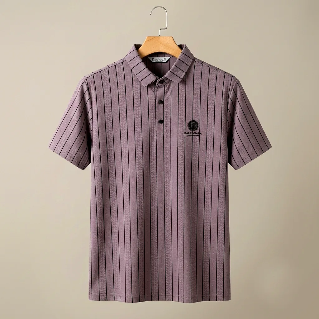 Premium Geometric Striped Jacquard Polo Shirt