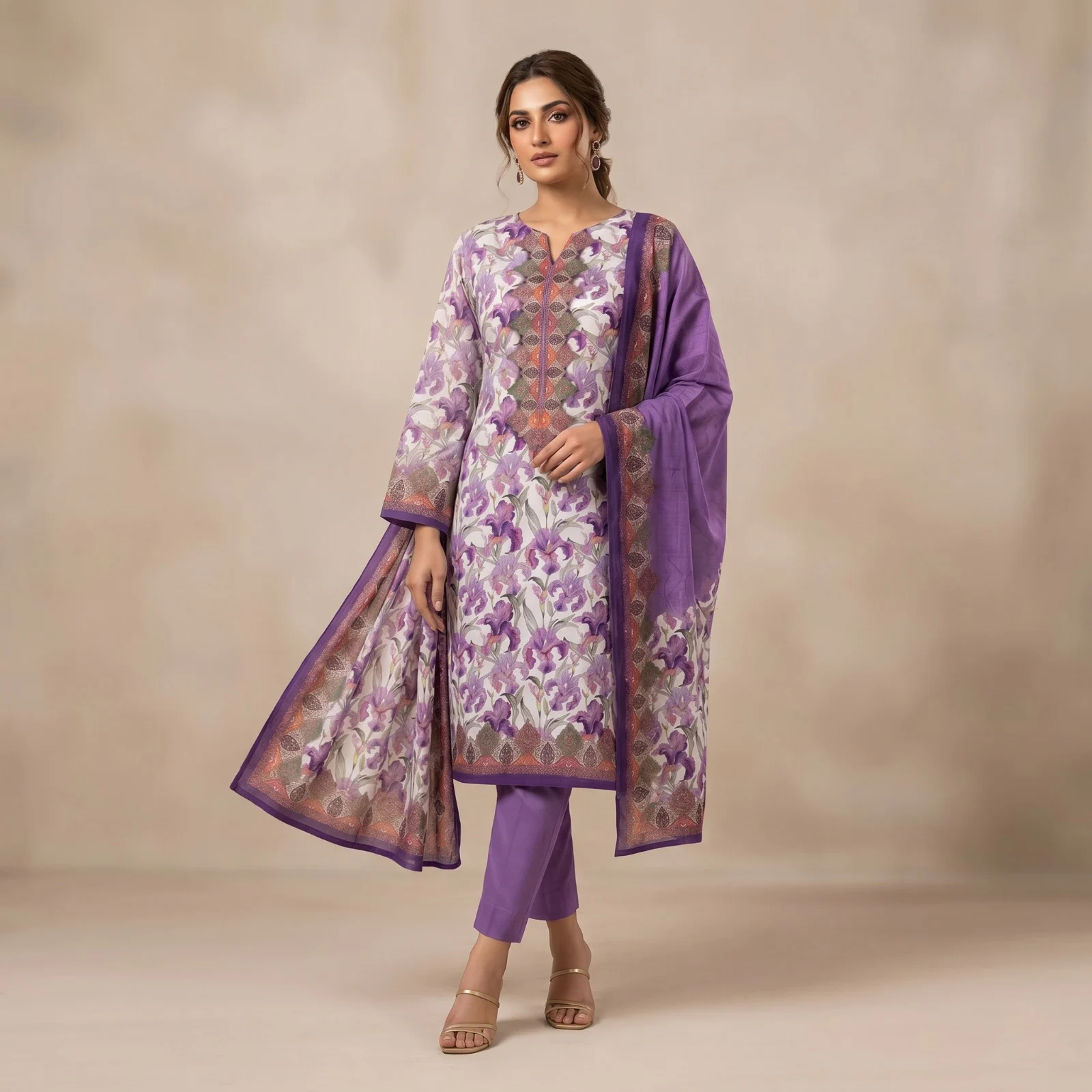Unstitch Printed Three Piece