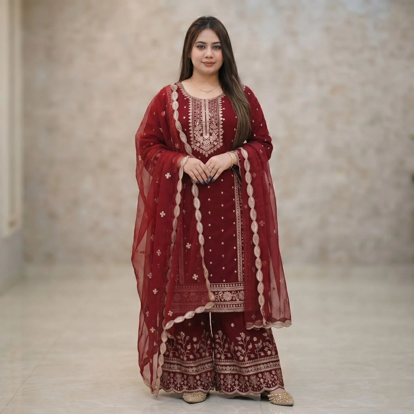 Premium Soft Jorjet With sequence embroidery Three Piece