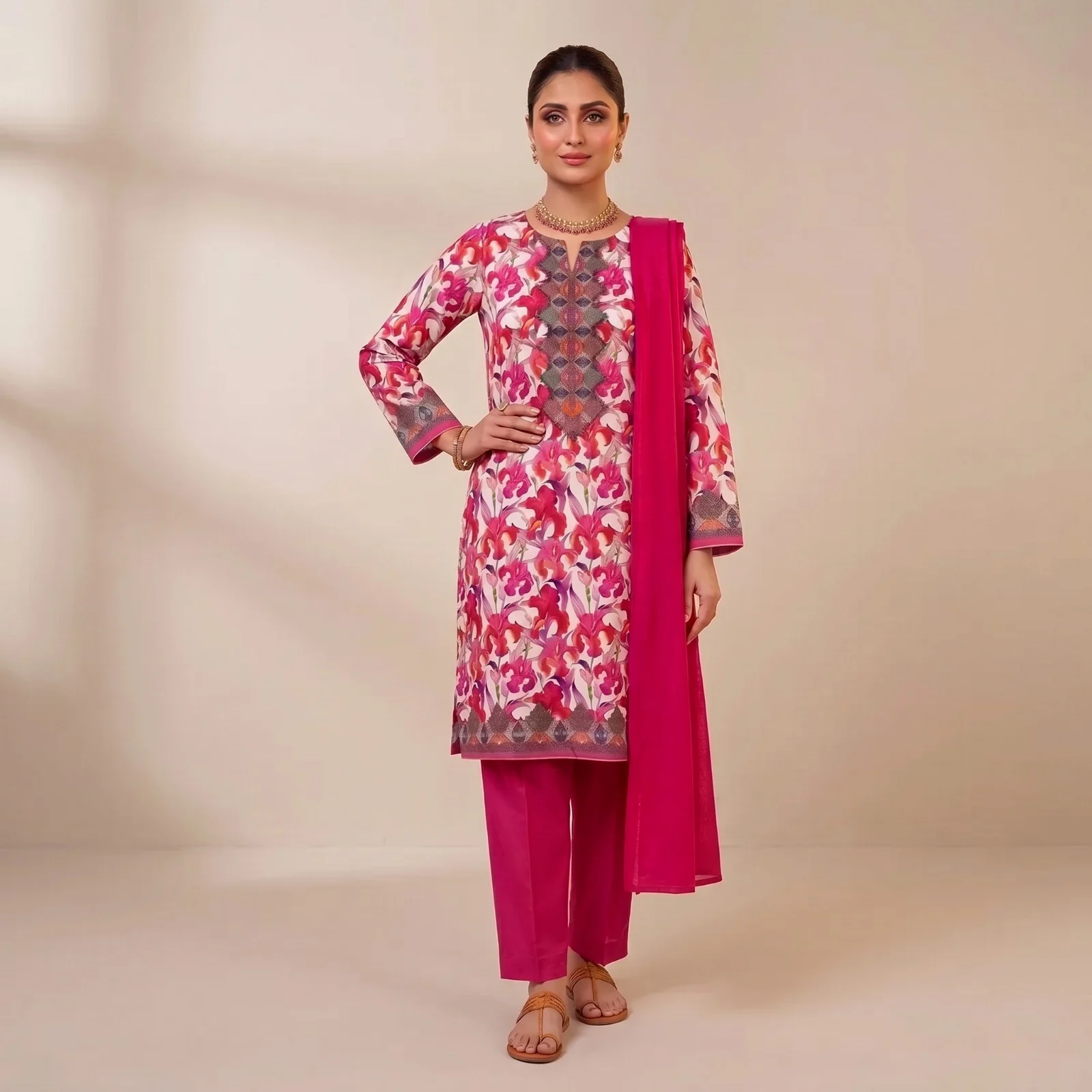 Unstitch Printed Three Piece