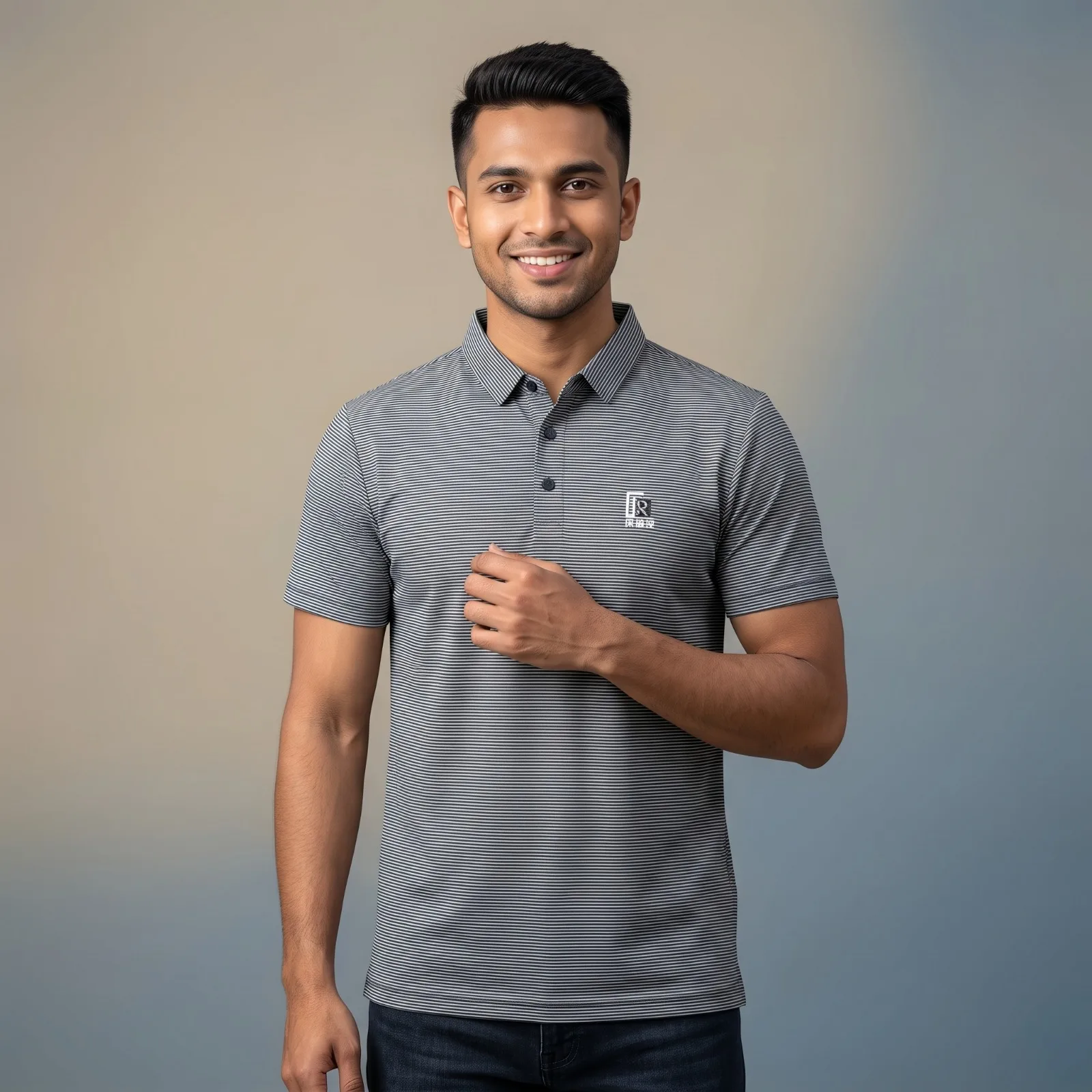 Premium Soft China  Micro-Striped Polo T-Shirt for Men
