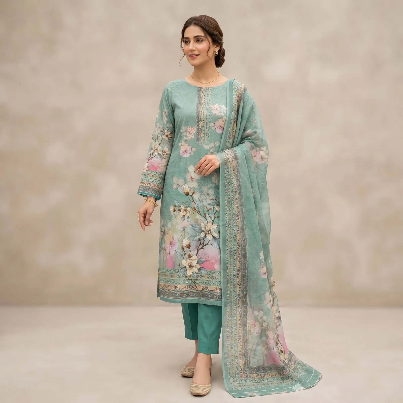 Unstitch Printed Three Piece