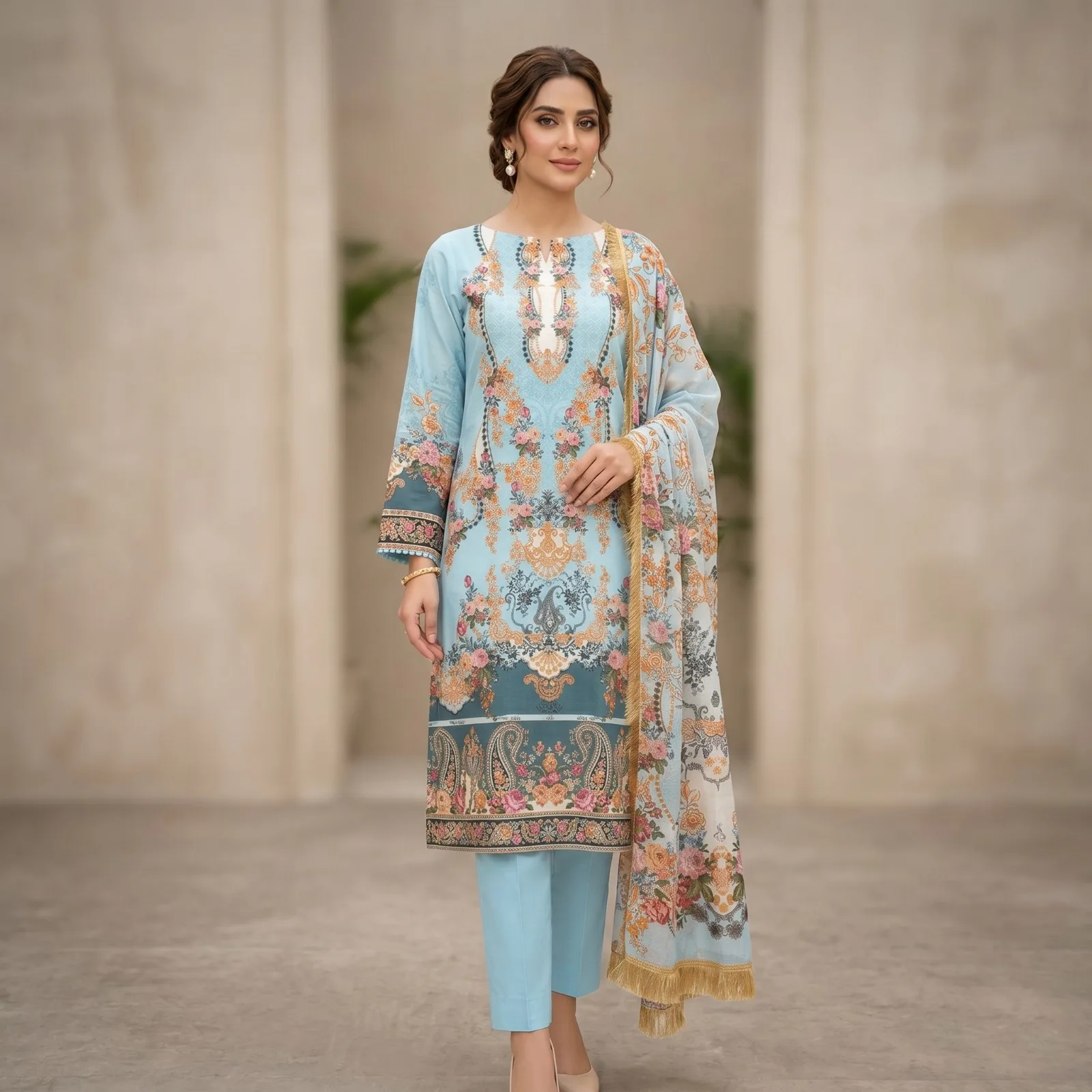 Unstitch Printed Three Piece