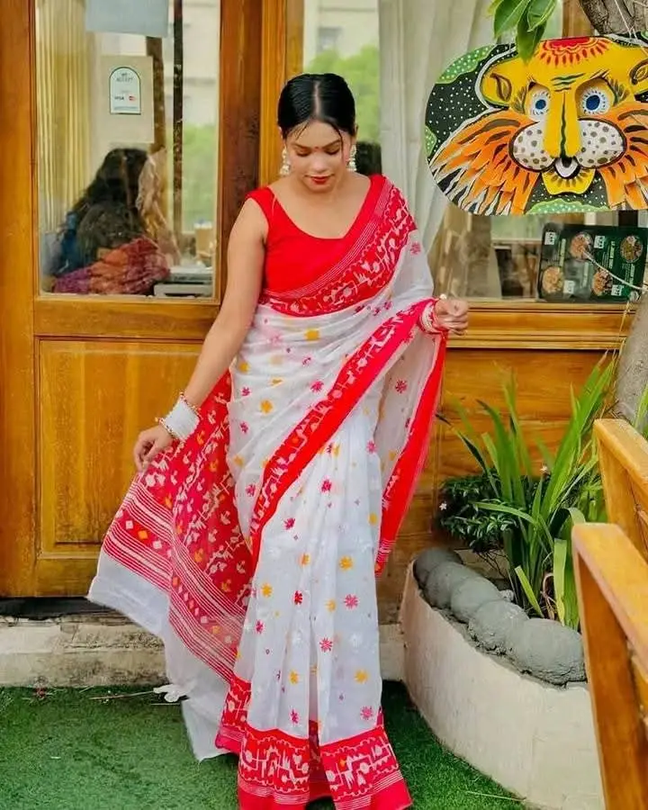 Half Silk block Print Saree