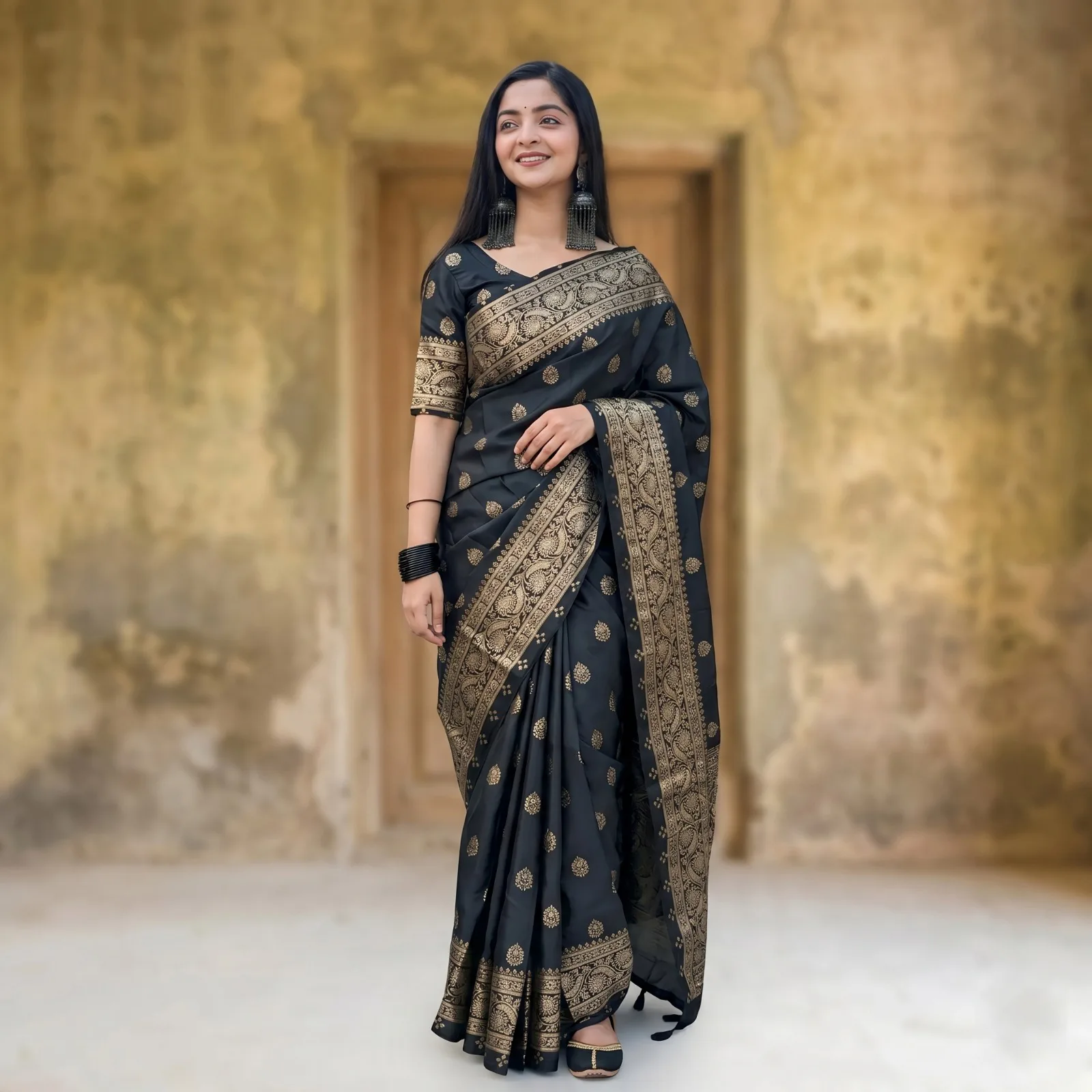 Japani Silk Skin Print Sharee with Blouse Piece