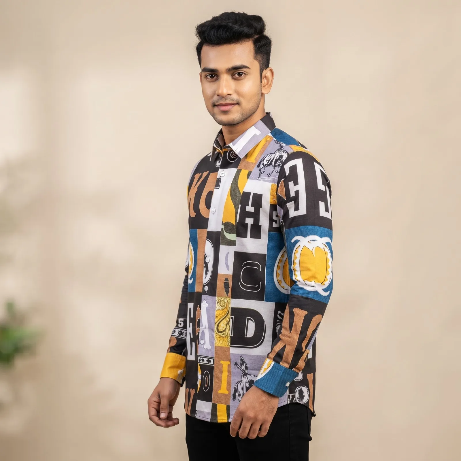 Trendy Multi-Color Typography & Graphic Print Full-Sleeve Casual Shirt