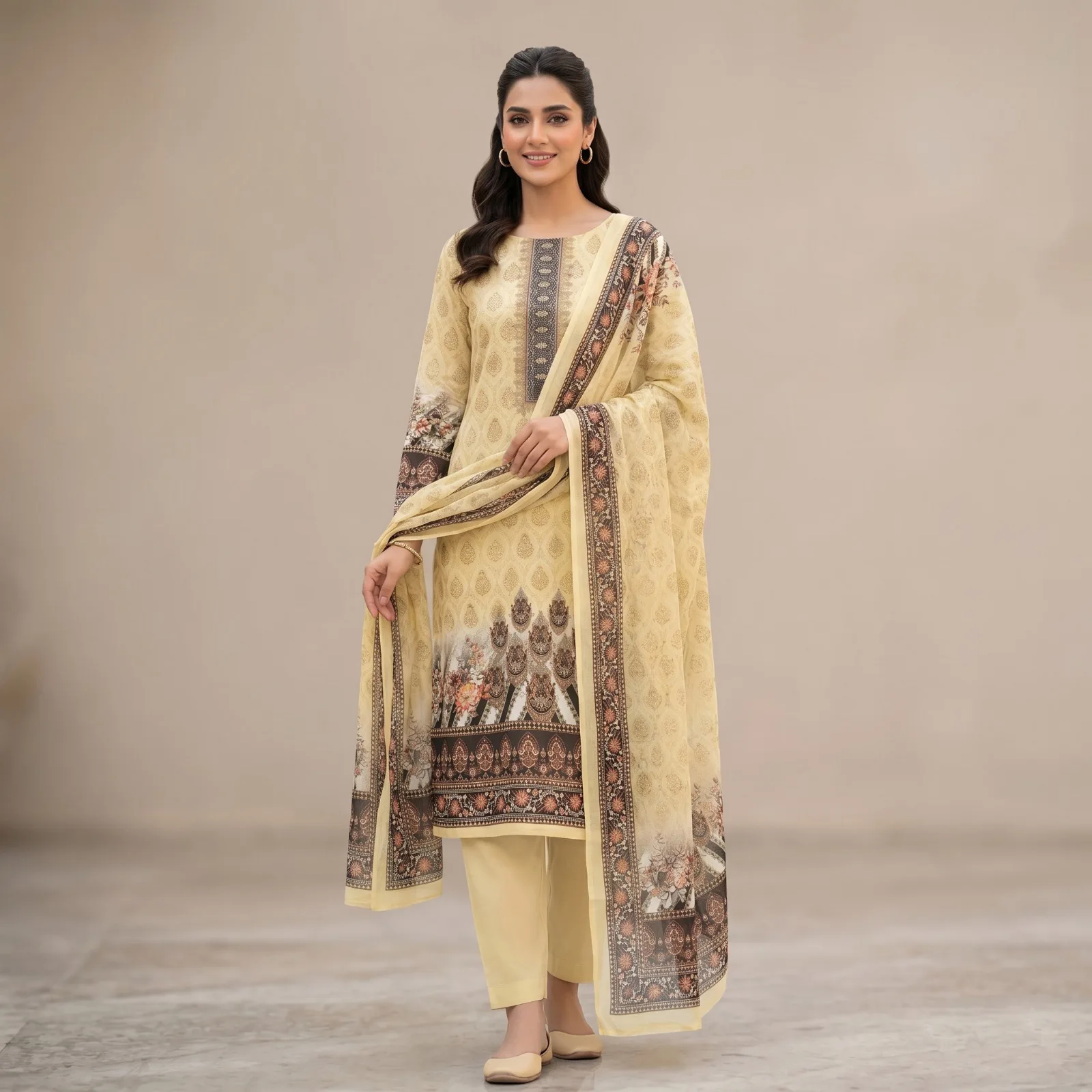 Unstitch Printed Three Piece