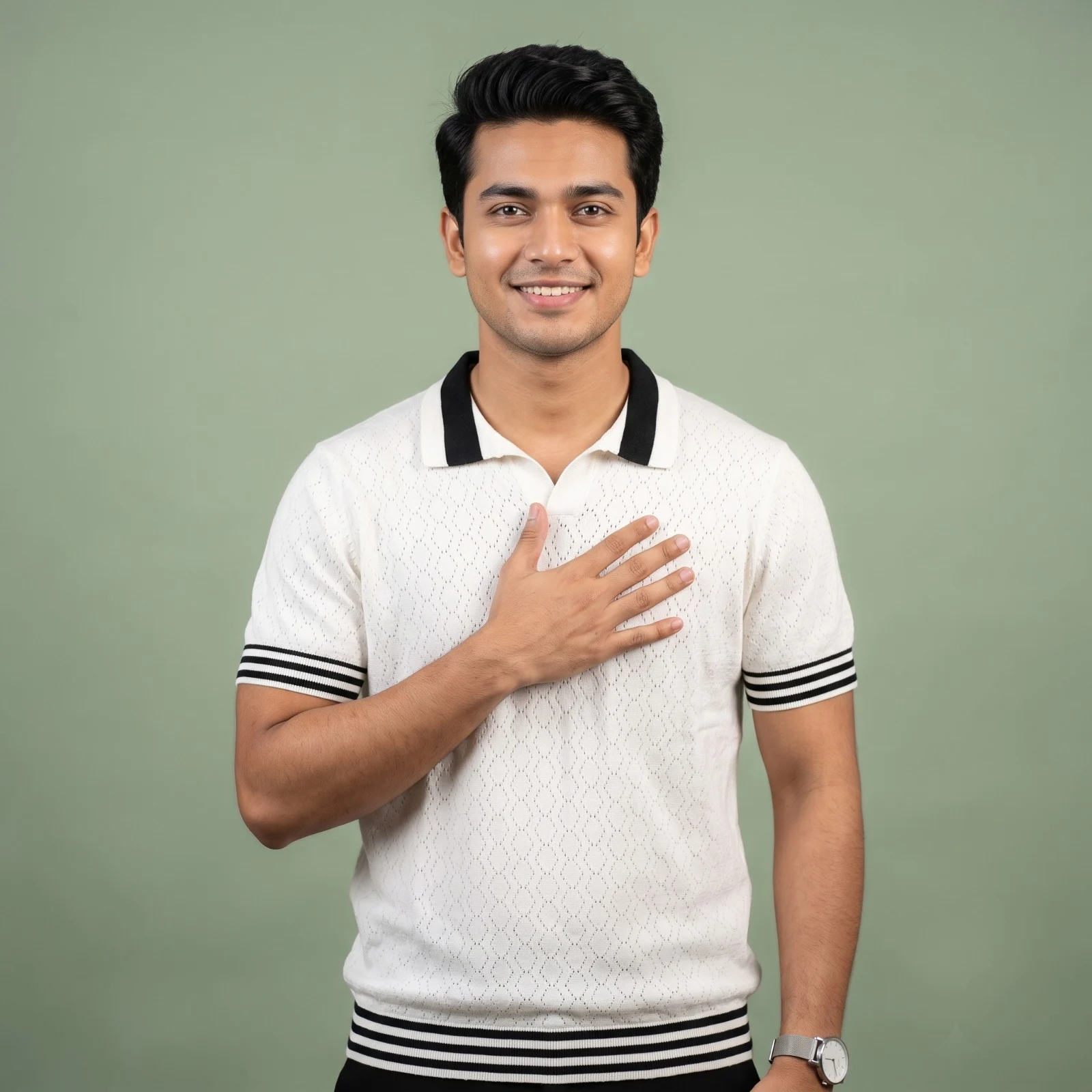 Vintage-Inspired Tipped Knit Polo Shirt