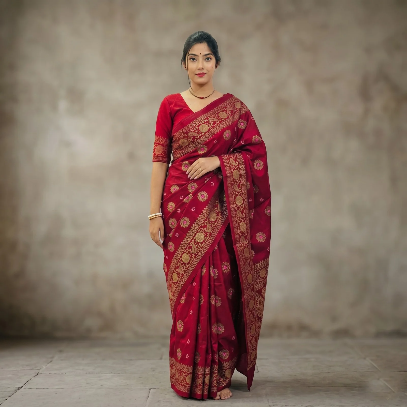 Japani Silk Skin Print Sharee with Blouse Piece